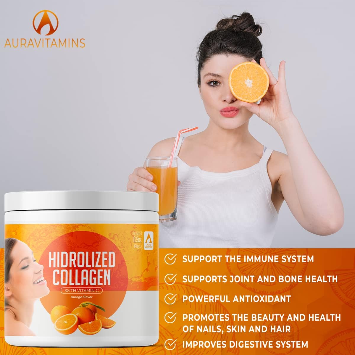 Orange Hydrolyzed Powder Supplement