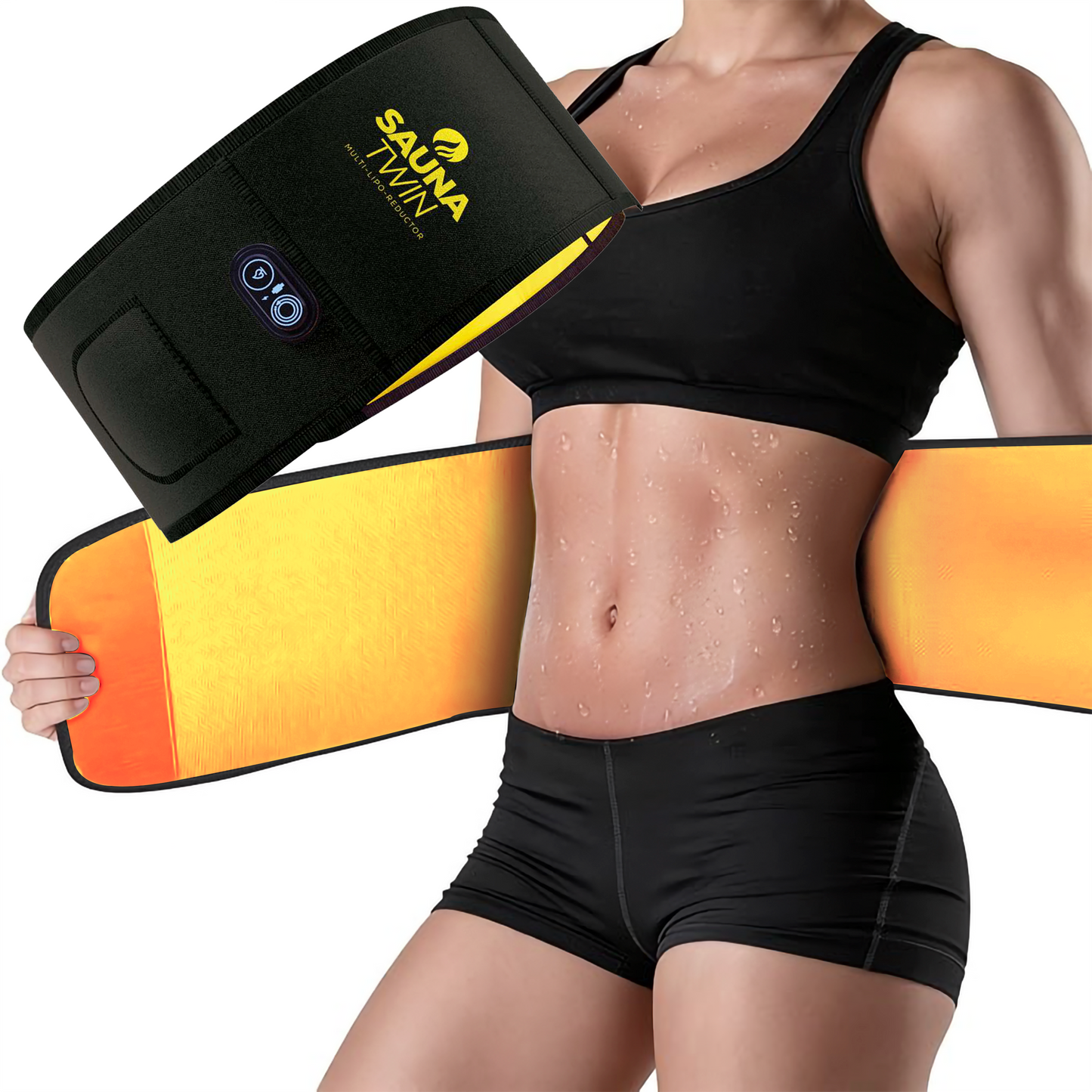 Sauna Twin Heated Waist Trimmer | Heat & Compression Workout Support Belt