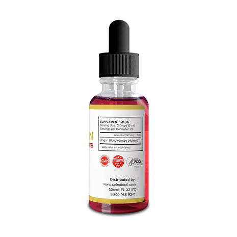 SPF Hemokin Drops Supplement Facts & Sangre de Drago Ingredients Label | Aura Vitamins