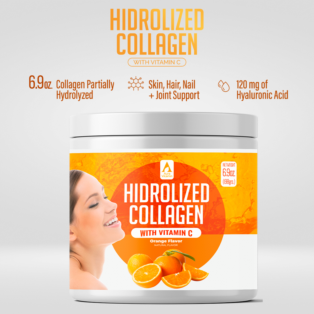Orange Hydrolyzed Collagen Powder + Vitamin C | Skin, Hair & Joint Support