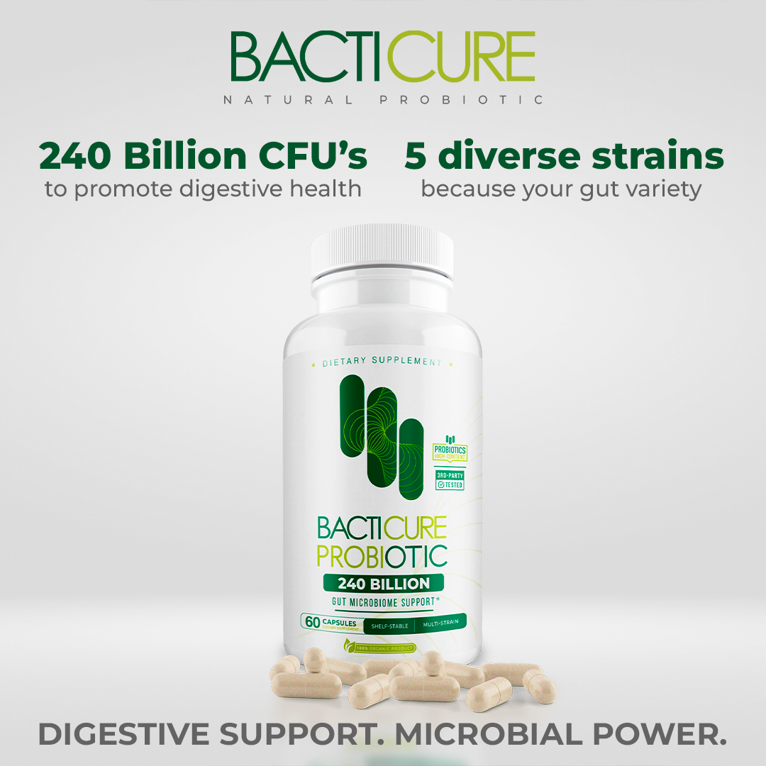 Bacticure - Natural Probiotic | 240B CFUs Gut Health & Digestive Support