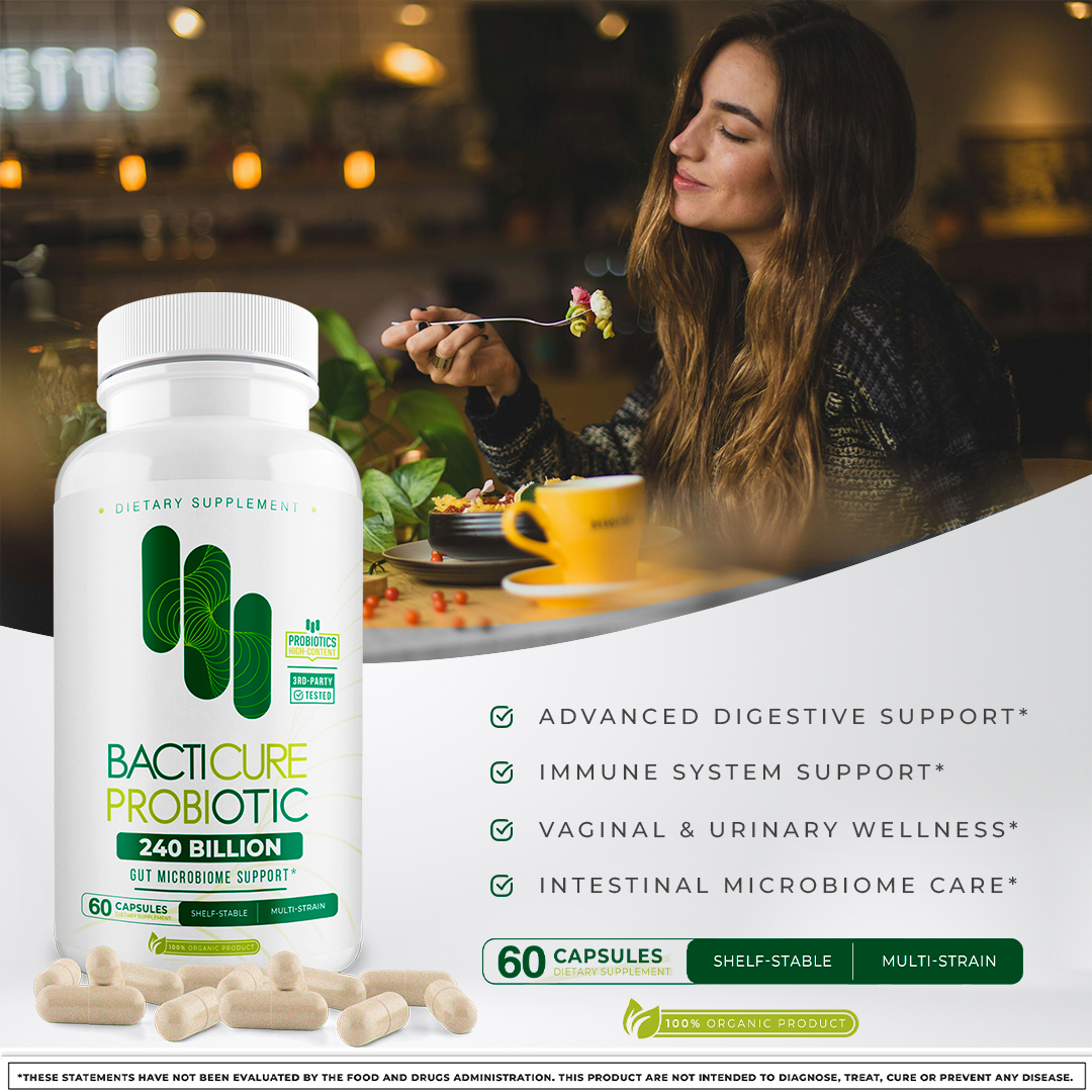 Bacticure - Natural Probiotic | 240B CFUs Gut Health & Digestive Support