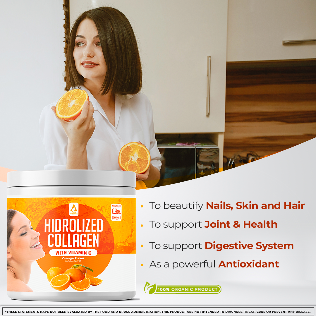 Orange Hydrolyzed Collagen Powder + Vitamin C | Skin, Hair & Joint Support