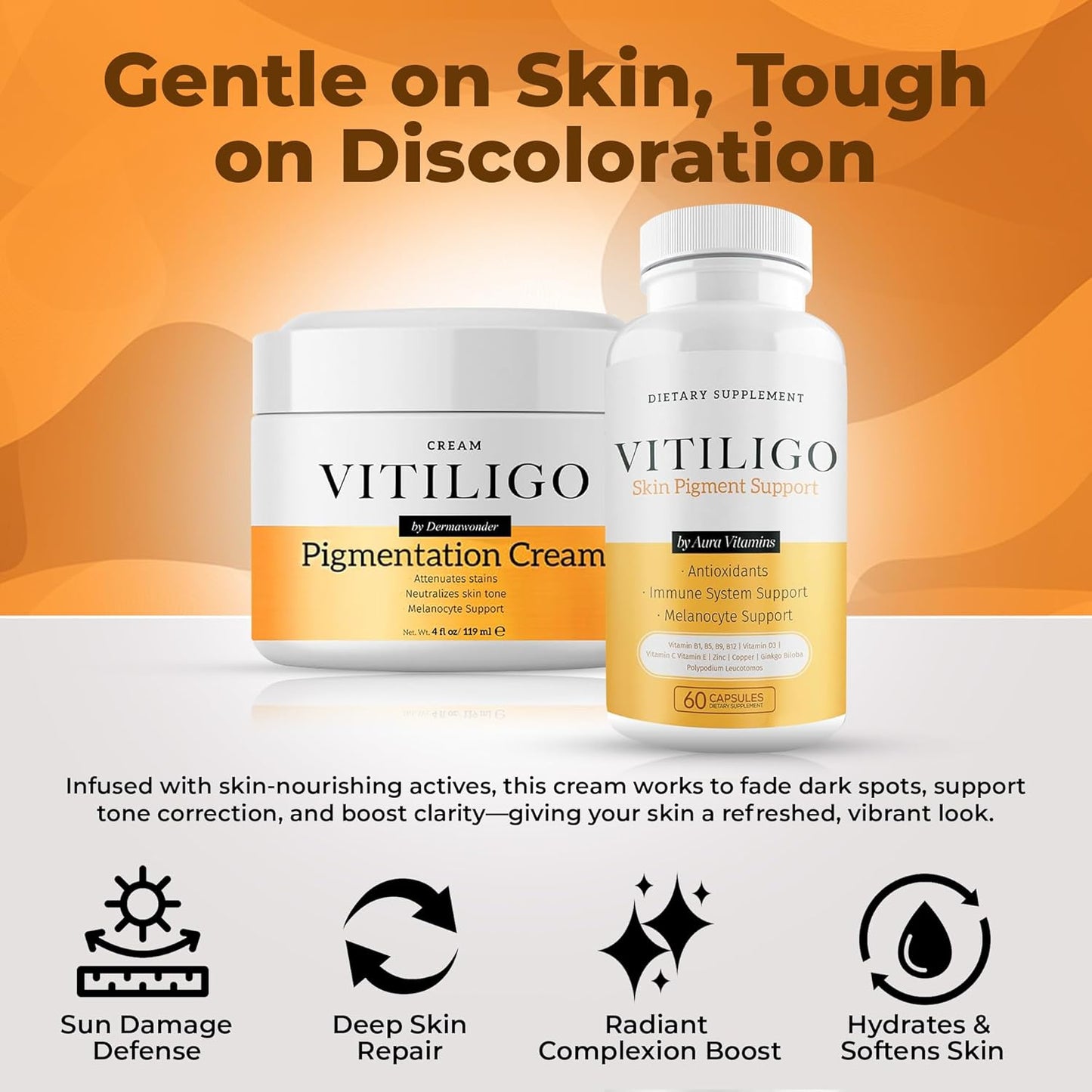 Vitiligo Capsules + Vitiligo Cream Bundle | Skin Pigmentation Support System