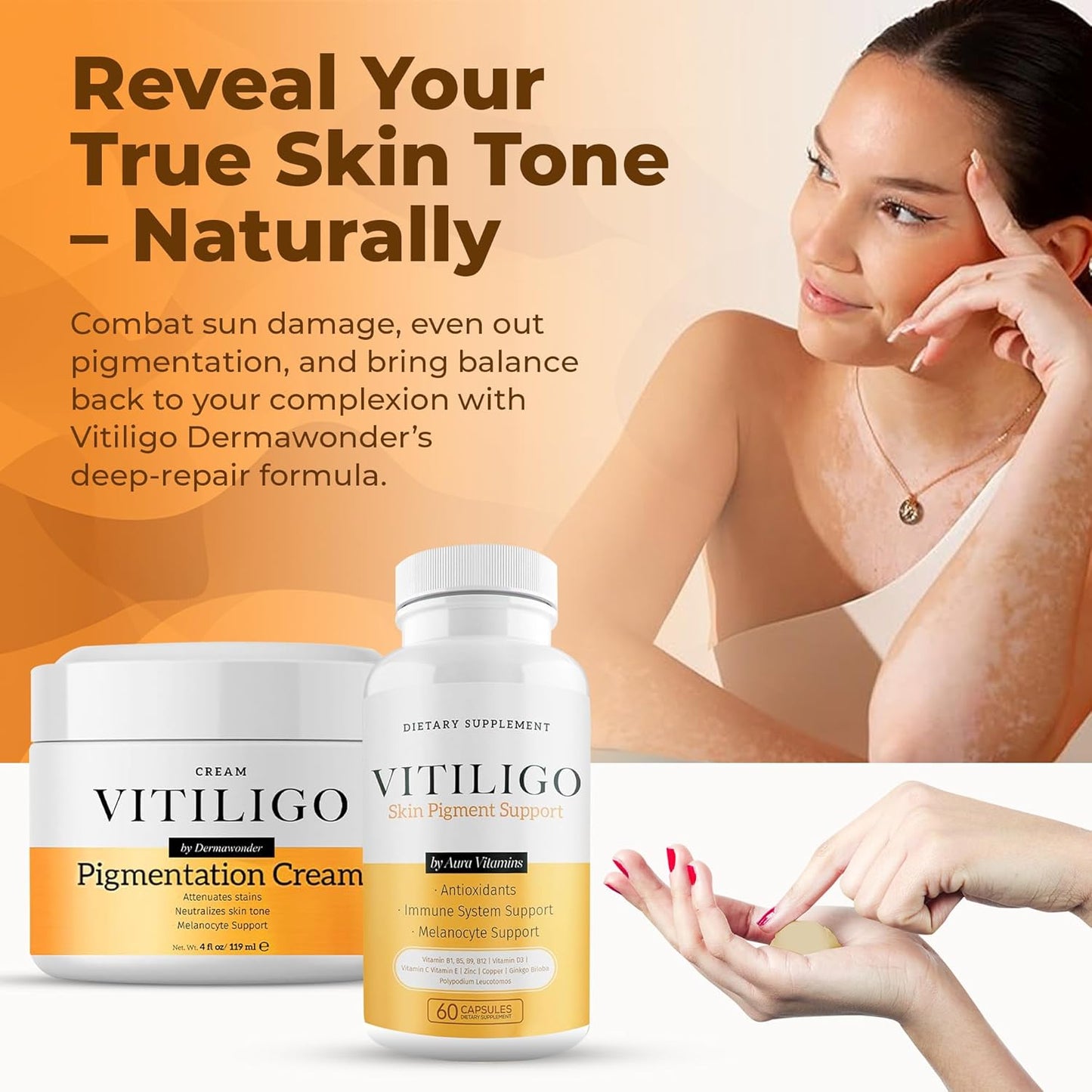 Vitiligo Capsules + Vitiligo Cream Bundle | Skin Pigmentation Support System