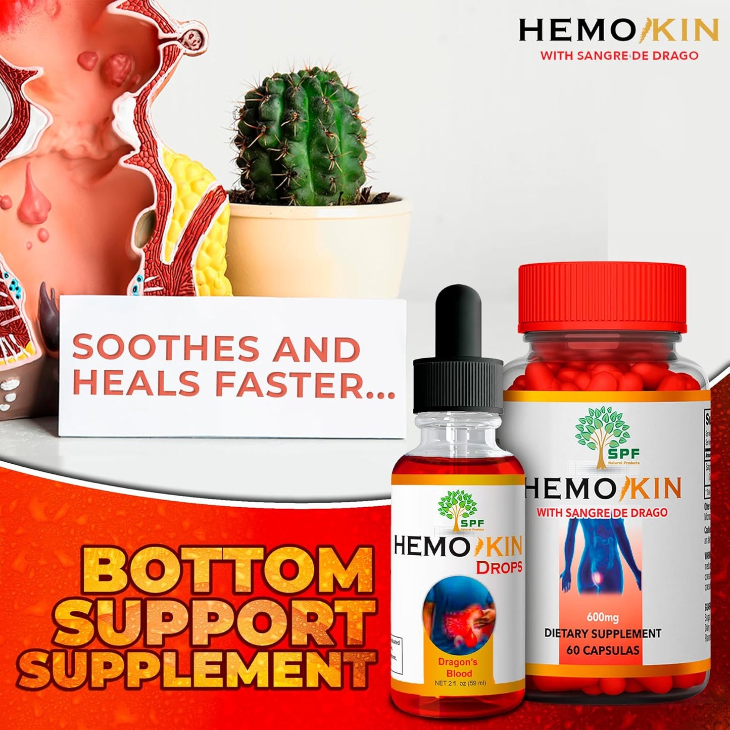 HEMOKIN Capsules & SPF HEMOKIN Drops with Sangre de Drago