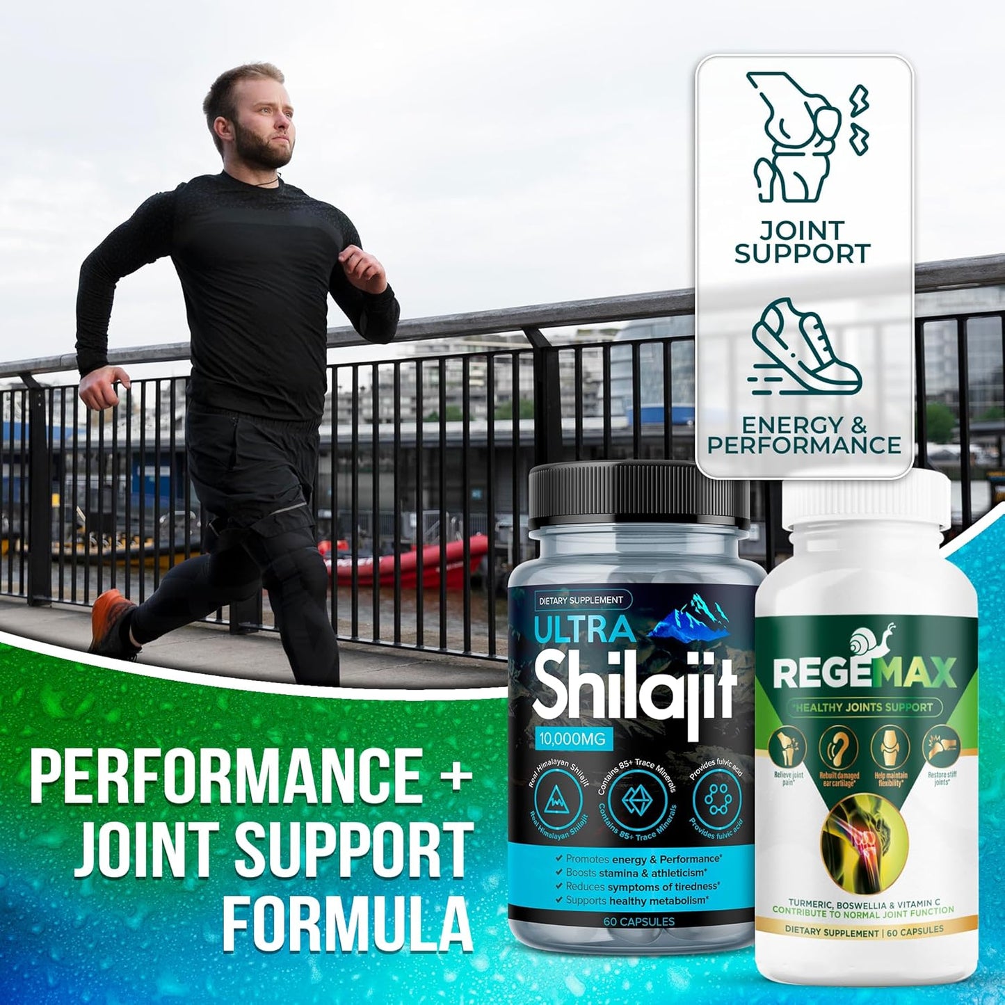 REGEMAX Joint Support Supplement with Snail Protein, Boswellia, & Turmeric + Ultra Shilajit 10,000mg