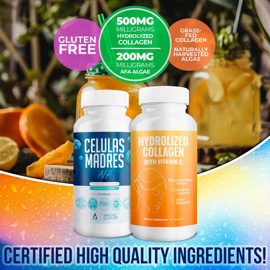 Stem Cell 200mg + Orange Collagen Capsules Bundle | Cellular Wellness & Skin Beauty Support