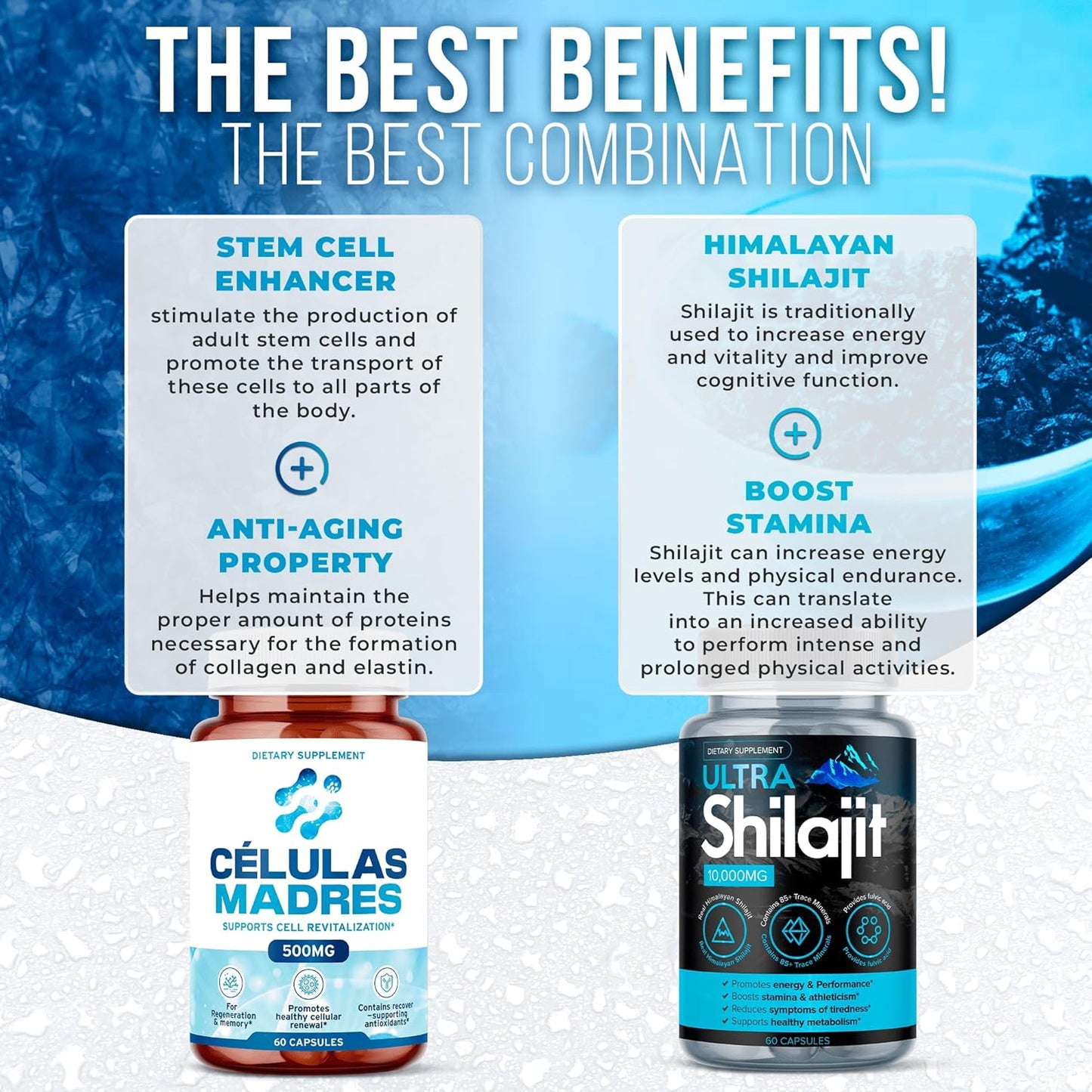 AFA Stem Cell 500mg & Ultra Shilajit Supplement 10,000mg