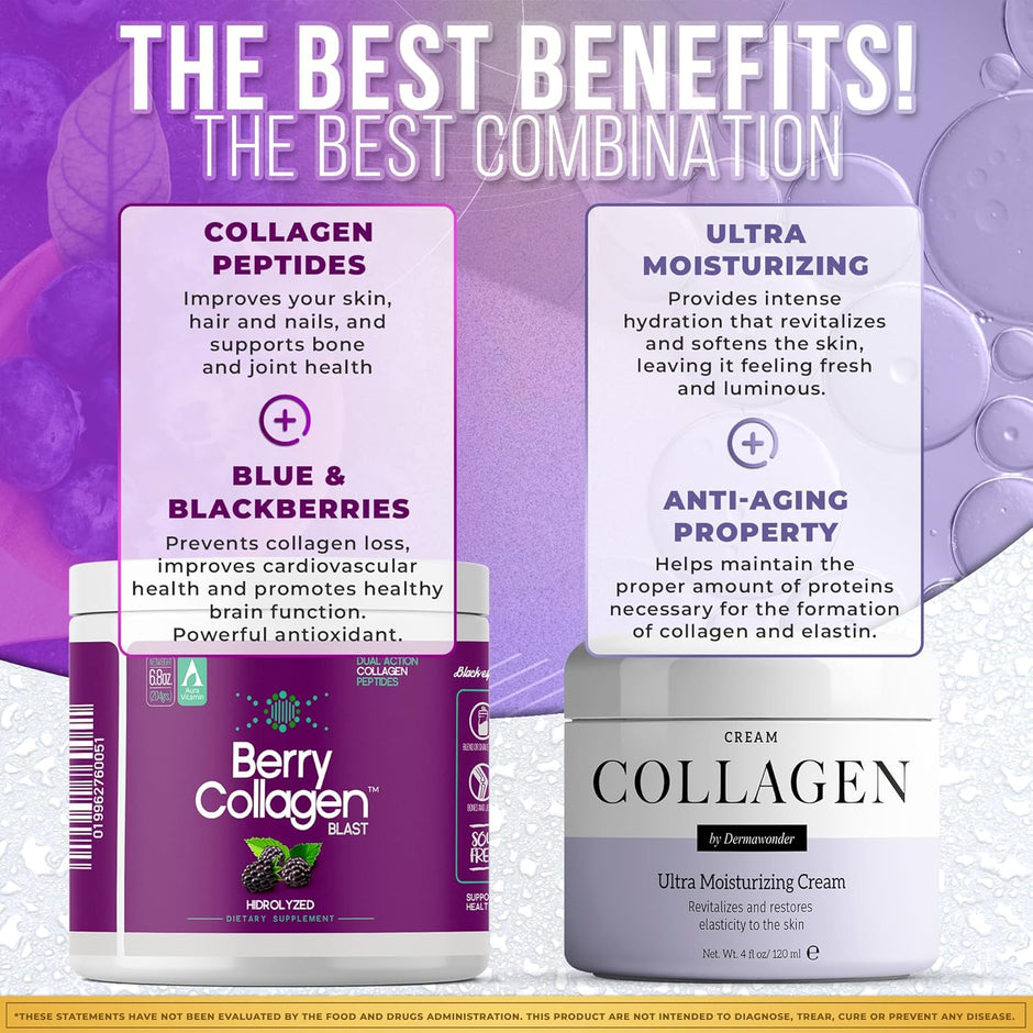 Berry Collagen Beauty Bundle | Collagen Powder + Collagen Cream