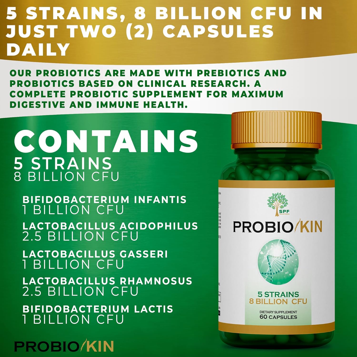 SPF ProbioKin | Advanced Probiotic Digestive Support Formula