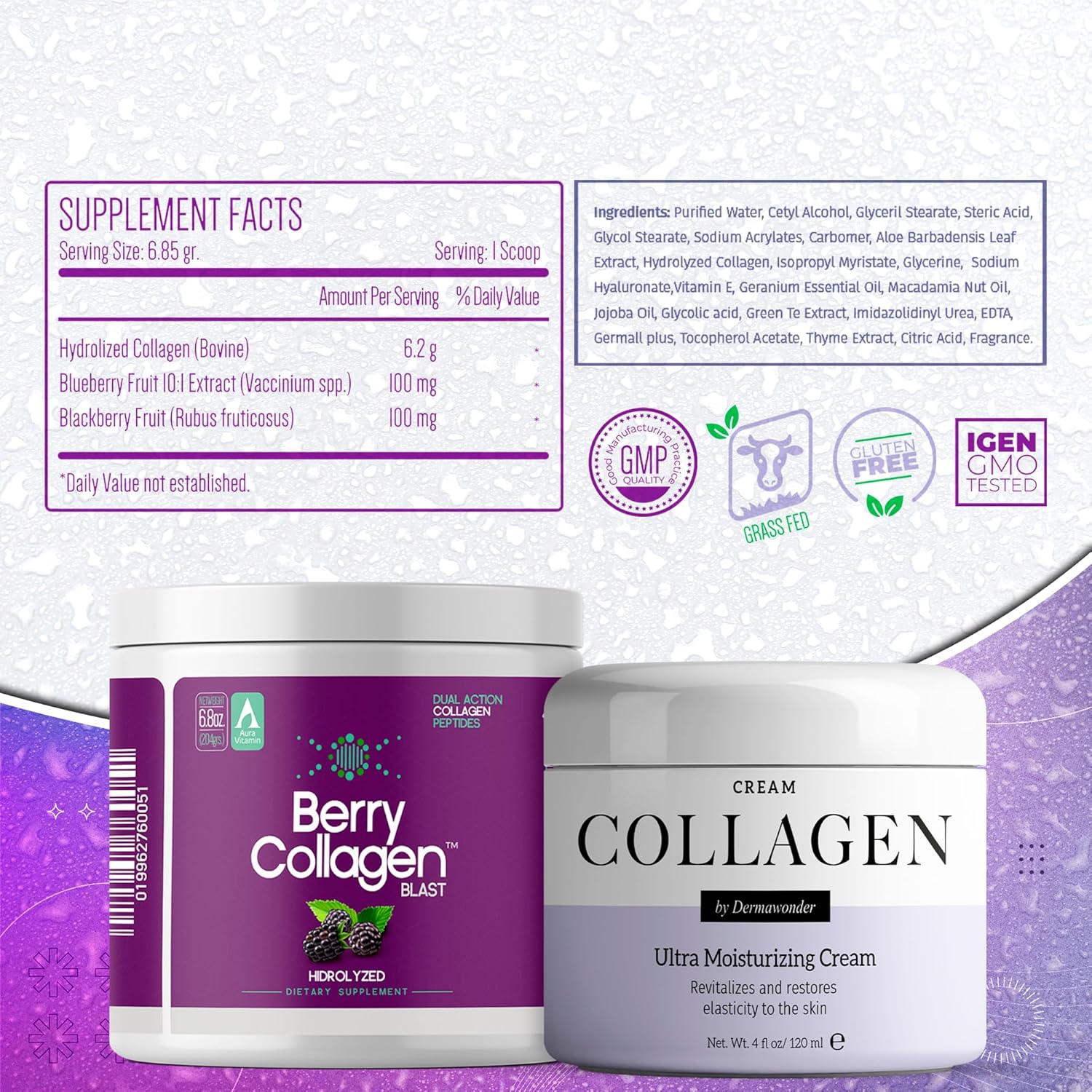 Berry Collagen Beauty Bundle | Collagen Powder + Collagen Cream