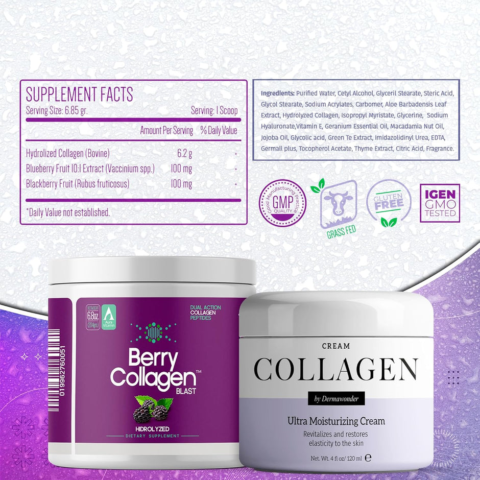 Berry Collagen Beauty Bundle | Collagen Powder + Collagen Cream