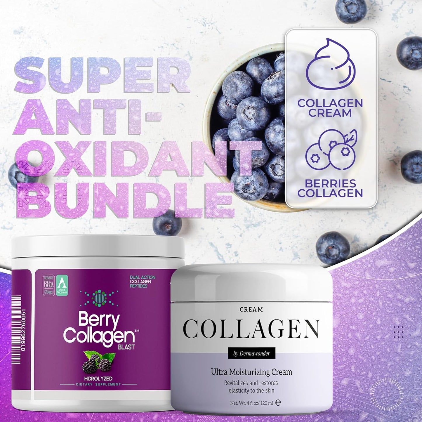 Berry Collagen Blast Powder 204g & Collagen Face Moisturizer 120ml Bundle