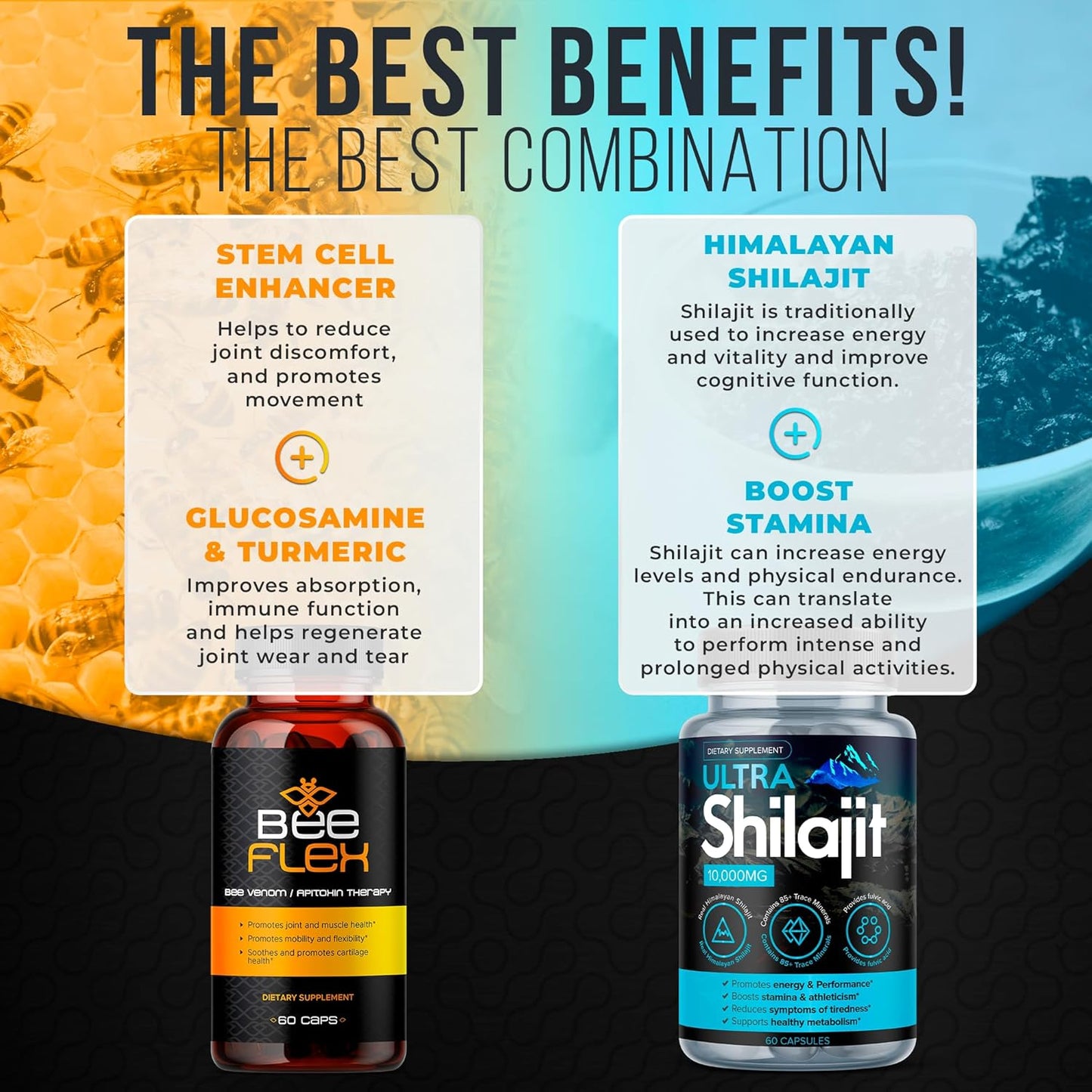 Ultra Shilajit 10,000mg + Bee Flex Joint Support Bundle