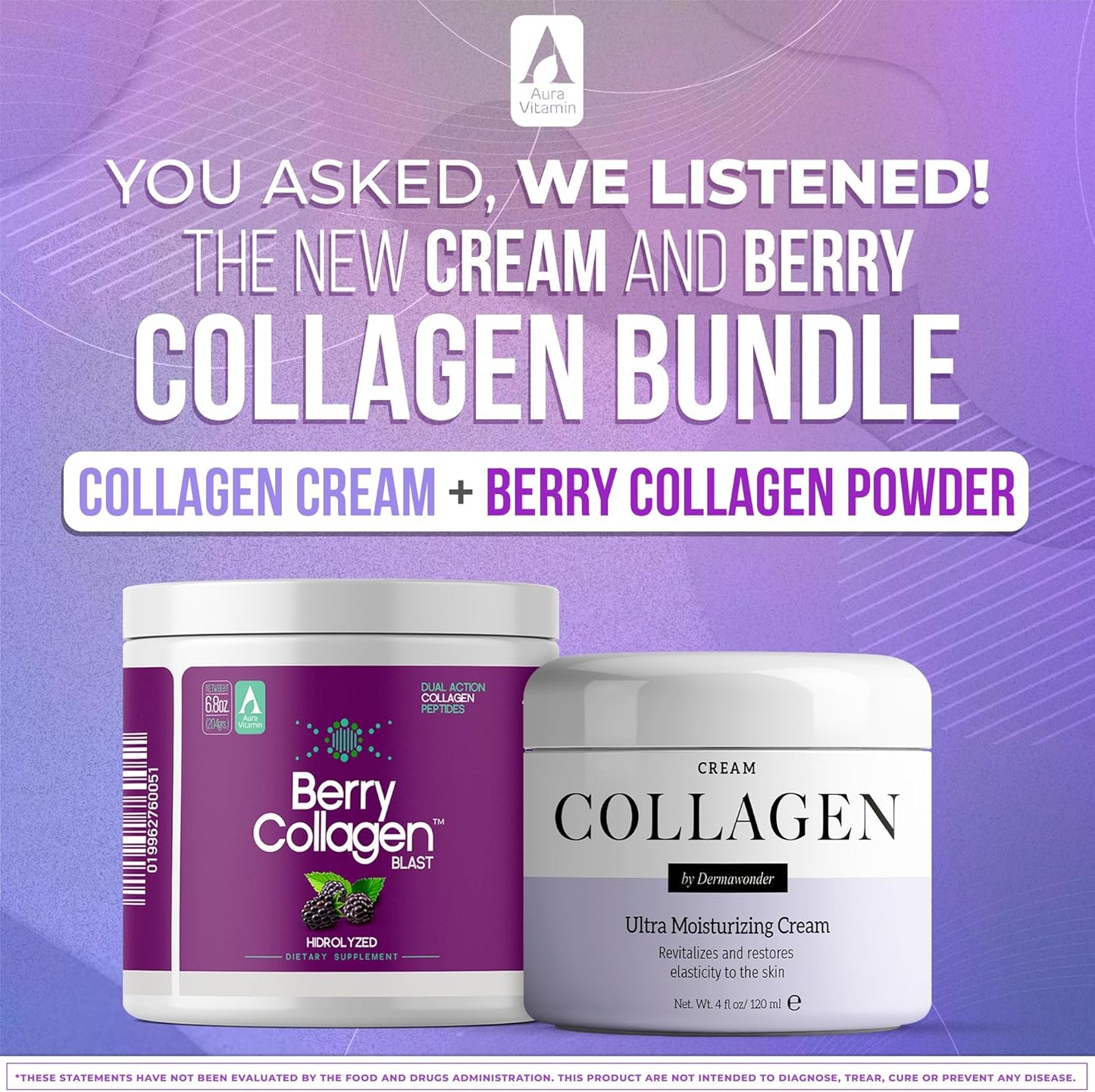 Berry Collagen Blast Powder 204g & Collagen Face Moisturizer 120ml Bundle