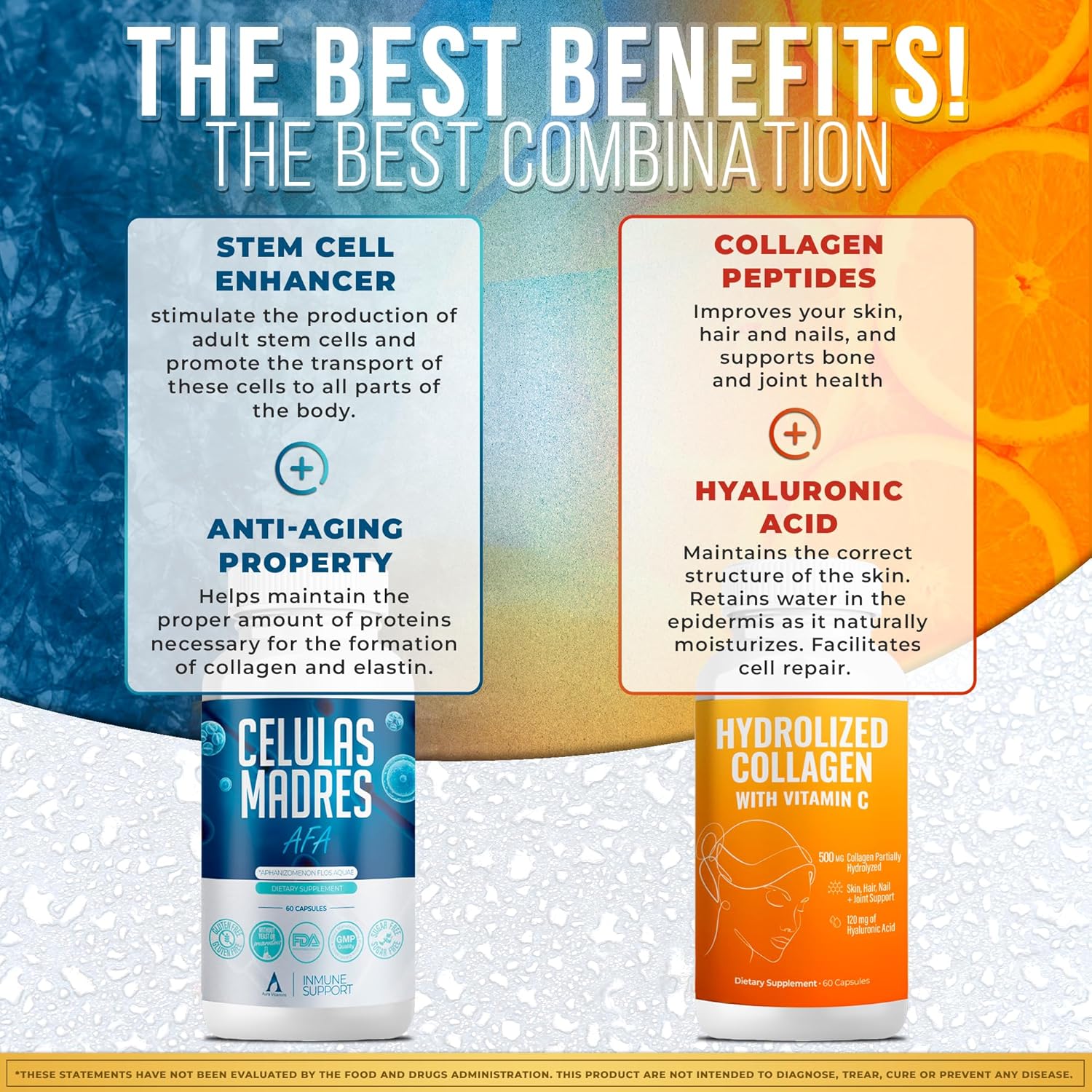 Stem Cell 200mg + Orange Collagen Capsules Bundle | Cellular Wellness & Skin Beauty Support
