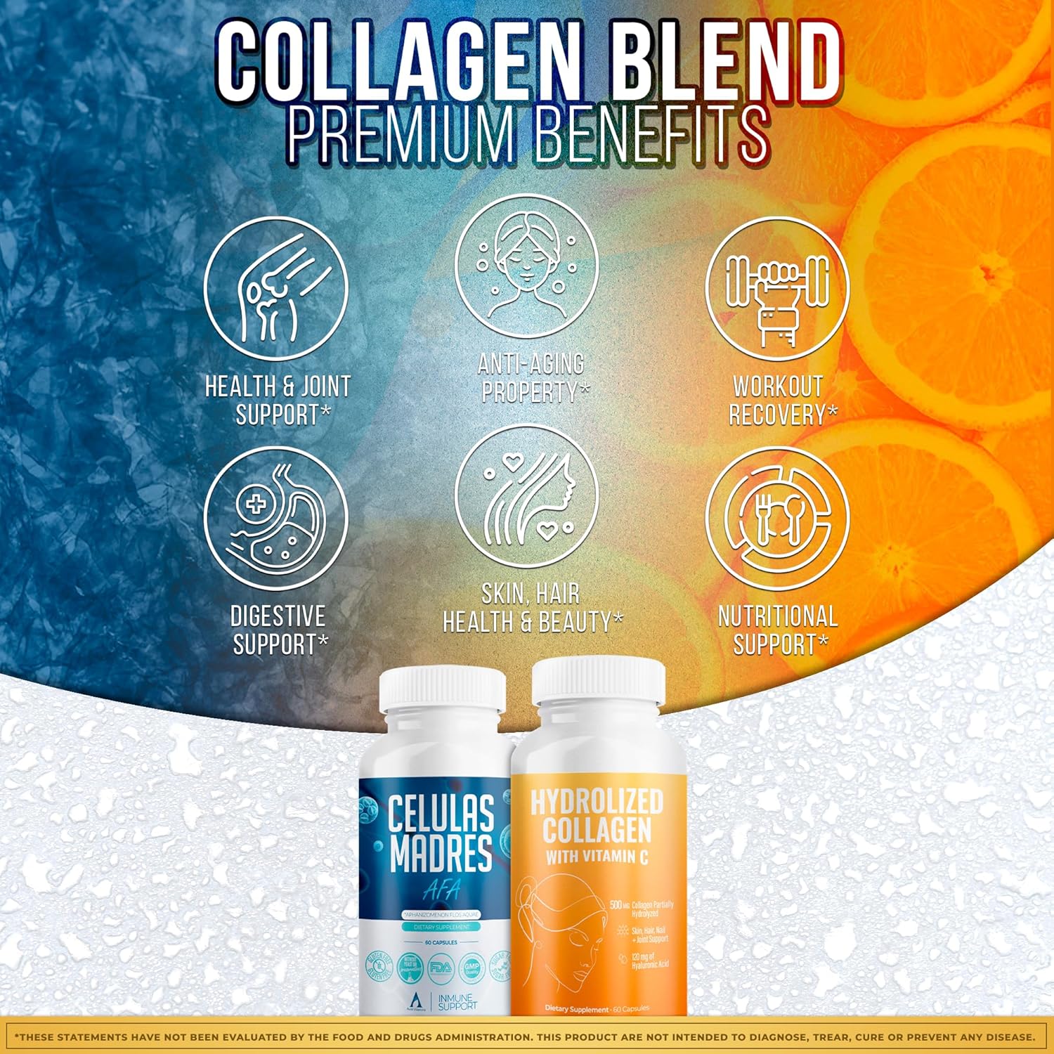 Stem Cell 200mg + Orange Collagen Capsules Bundle | Cellular Wellness & Skin Beauty Support