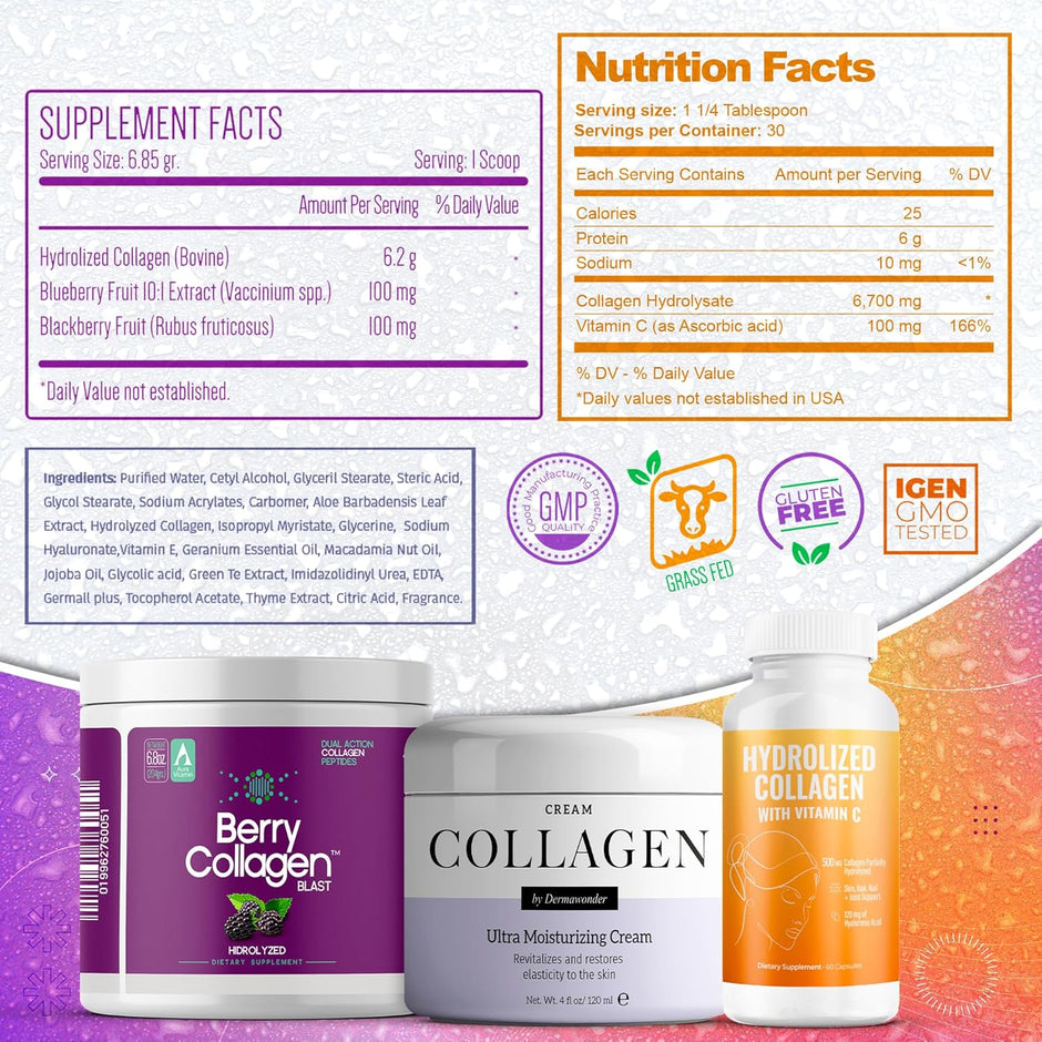 Complete Collagen Beauty Bundle | Powder, Capsules + Collagen Cream