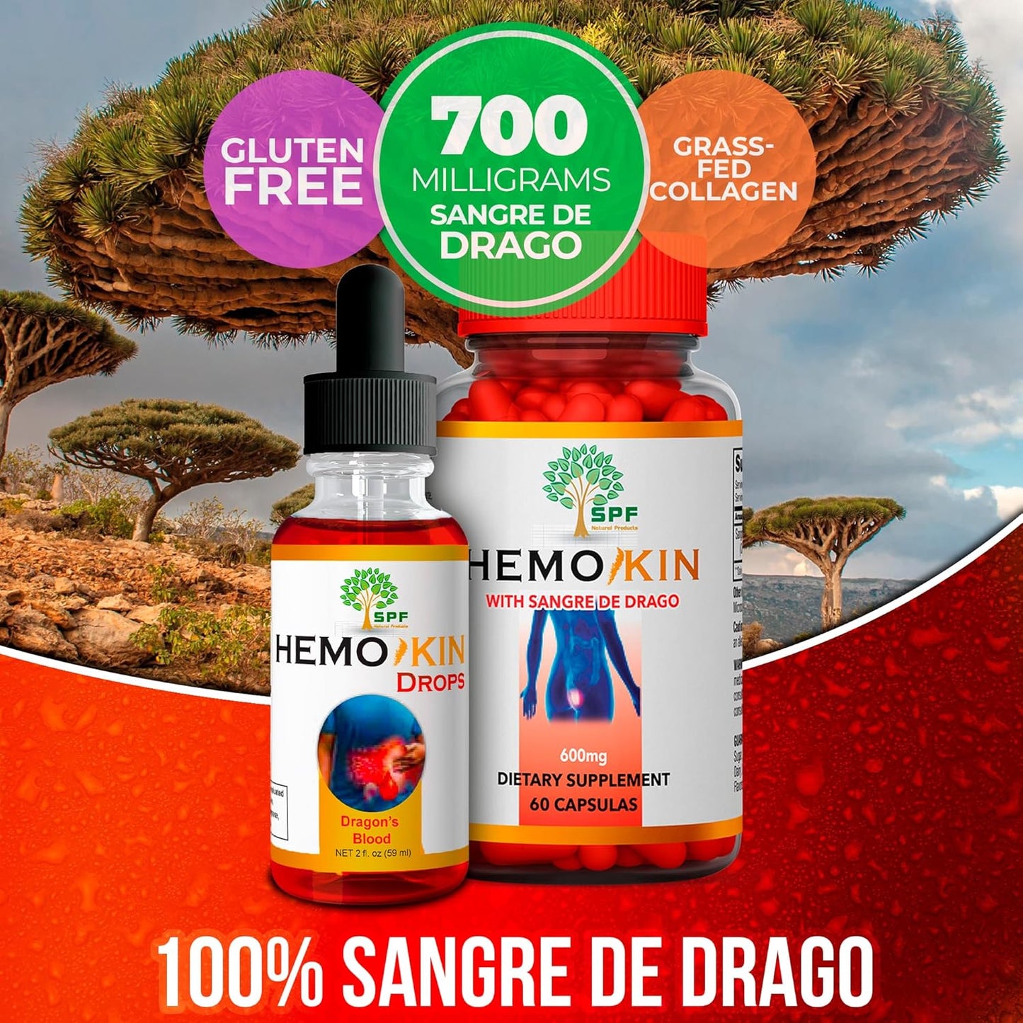 HEMOKIN Capsules & SPF HEMOKIN Drops with Sangre de Drago