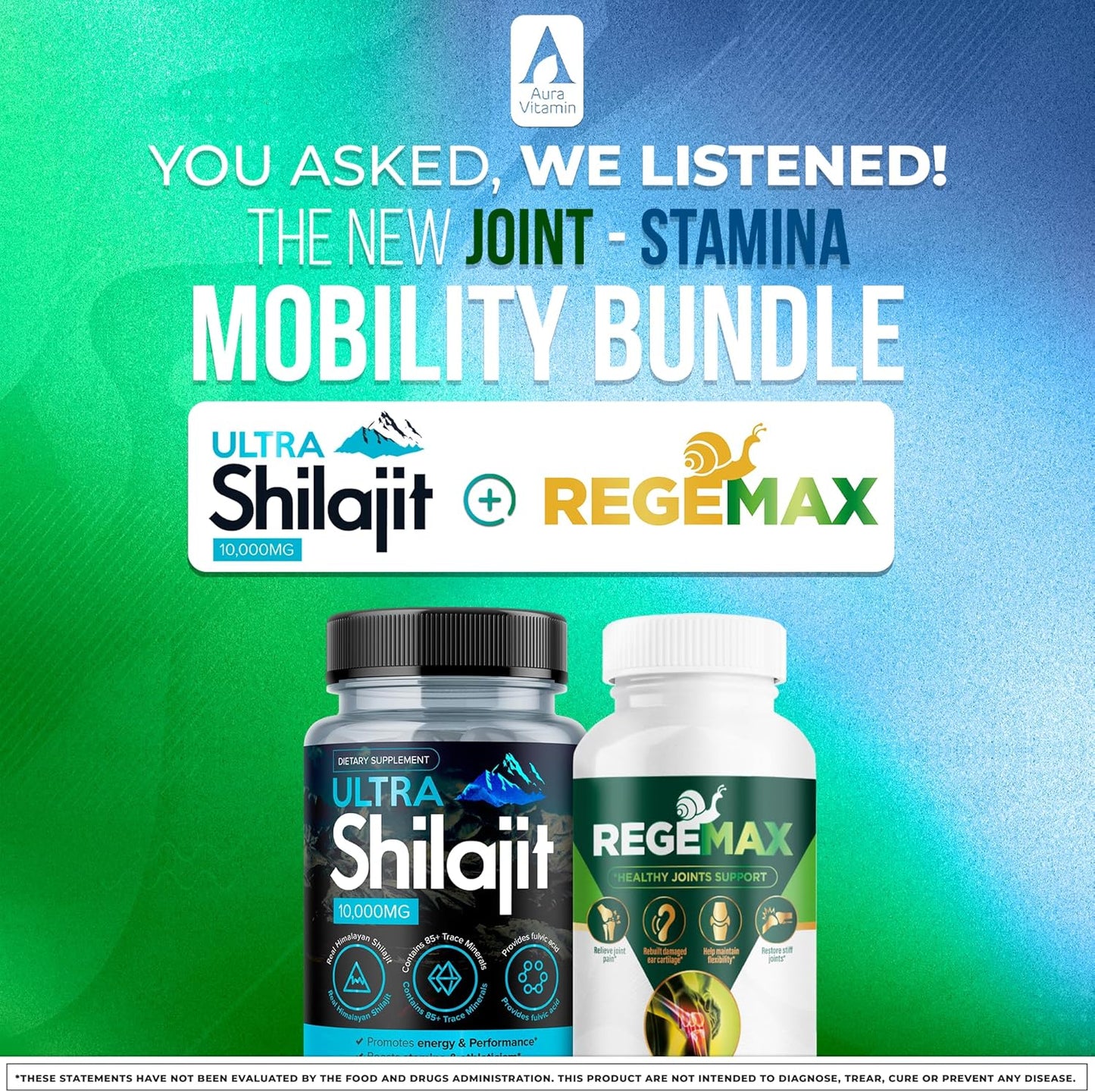 REGEMAX Joint Support Supplement with Snail Protein, Boswellia, & Turmeric + Ultra Shilajit 10,000mg