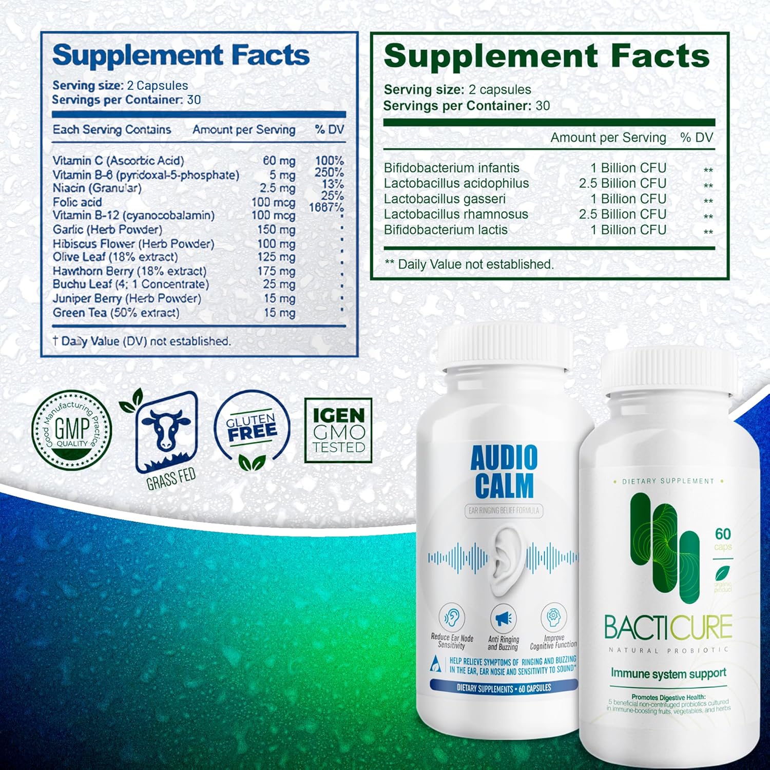 Audio Calm + Bacticure Bundle | Ear & Gut Wellness Bundle | Daily Support System