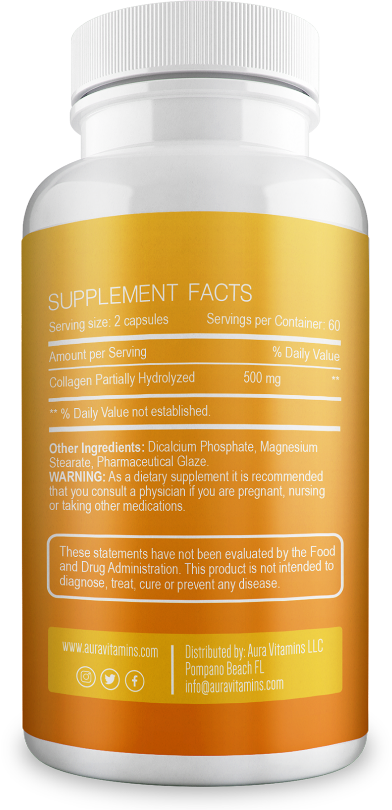 Hydrolyzed Collagen + Vitamin C Capsules | Skin, Hair & Joint Support