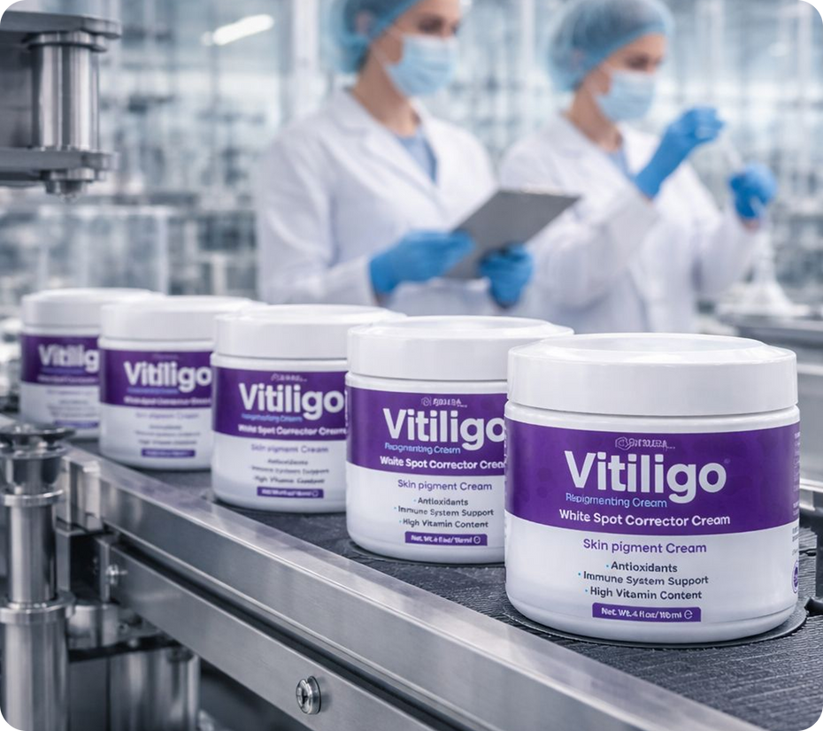 Vitiligo skin pigment cream production 