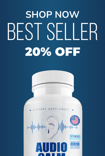 Audio calm tinnitus relief capsules best sellers collection 20% off banner