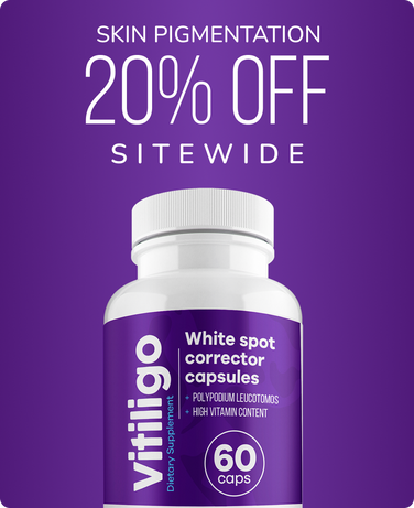 Aura Vitamins Vitiligo capsules banner best sellers Skin pigment 20% off banner