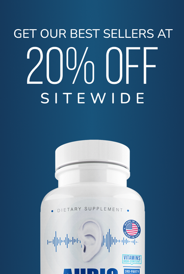 Aura Vitamins Audio calm banner best sellers Ear ringing relief 20% off banner
