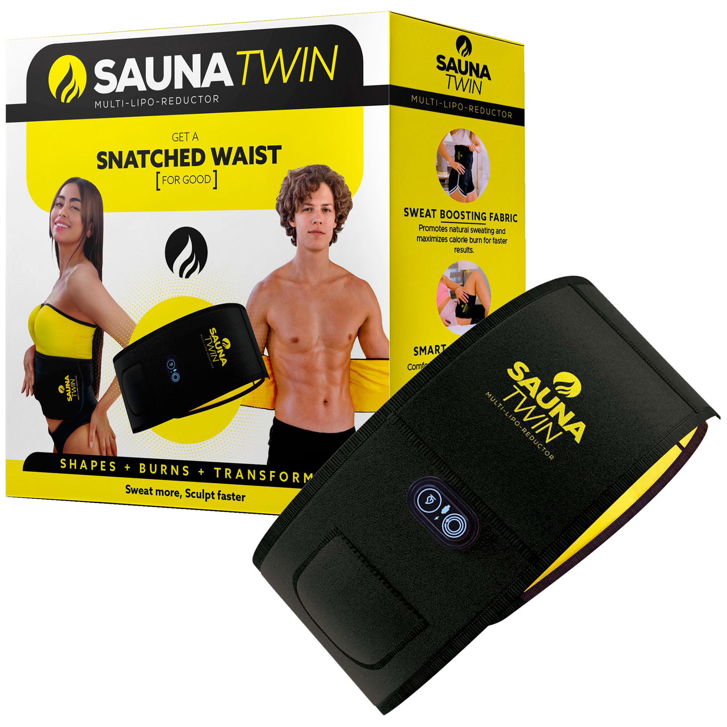 Sauna Twin Heated Waist Trimmer | Heat & Compression Workout Support Belt