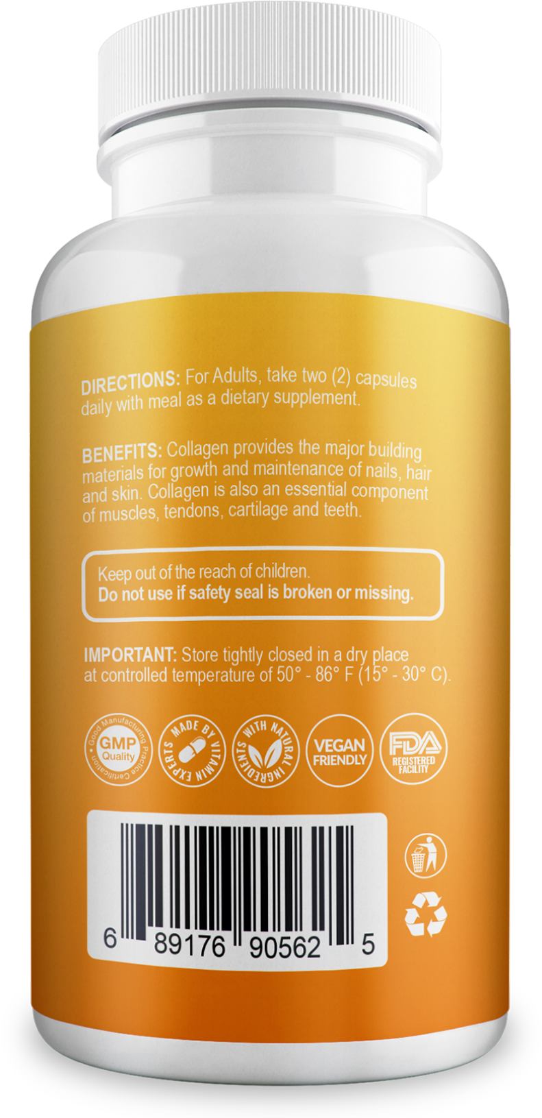Hydrolyzed Collagen + Vitamin C Capsules | Skin, Hair & Joint Support