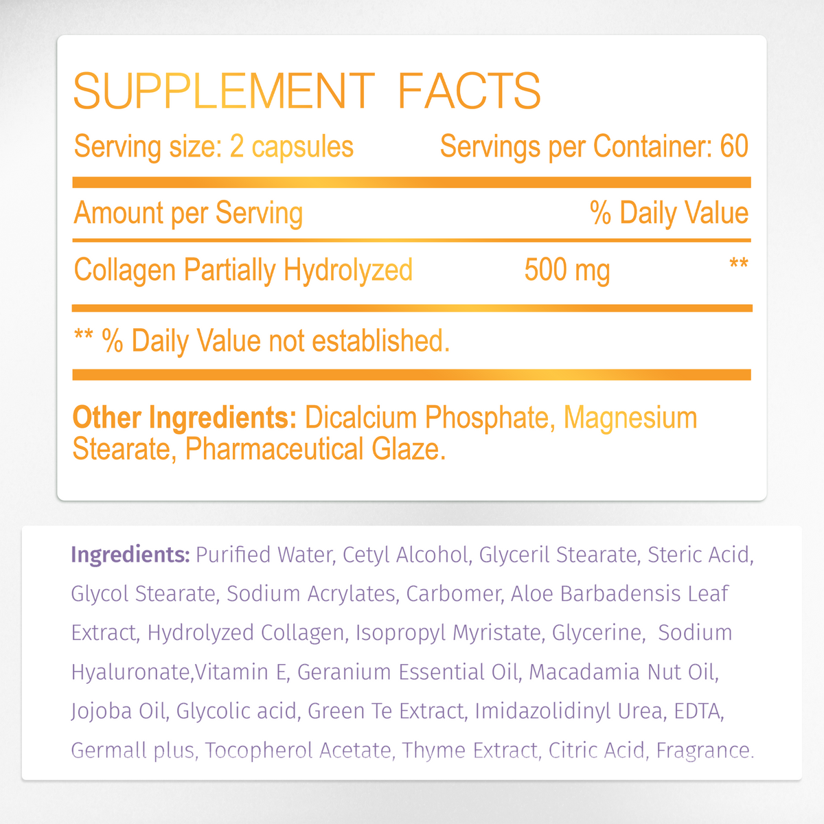 Ultra Collagen Supplement Facts & Collagen Ingredients Label | Aura Vitamins