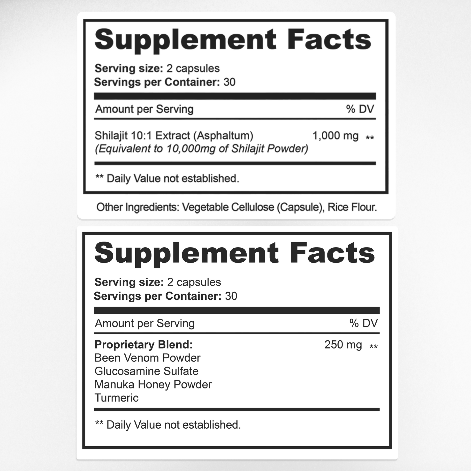 Bee Flex & Ultra Shilajit Supplement Facts & Ingredients Label | Aura Vitamins