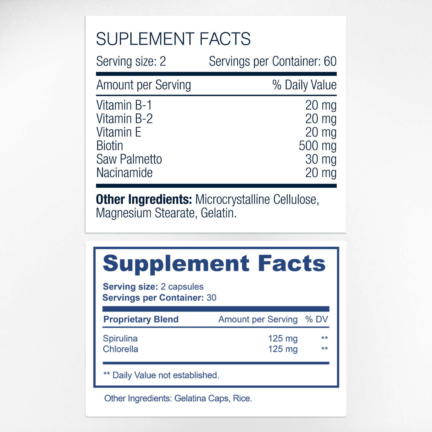 AFA Stem Cell & Capilar Plus Supplement Facts & Ingredients Label | Aura Vitamins
