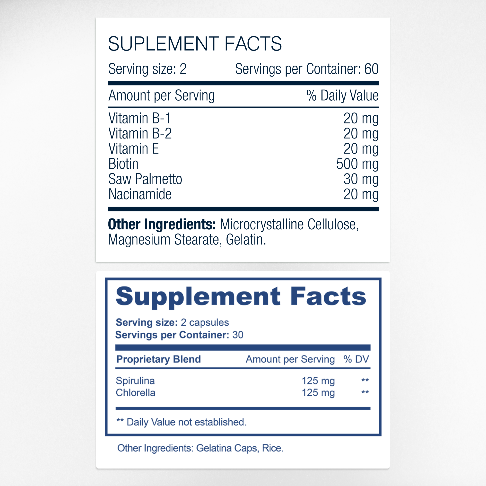 AFA Stem Cell & Capilar Plus Supplement Facts & Ingredients Label | Aura Vitamins