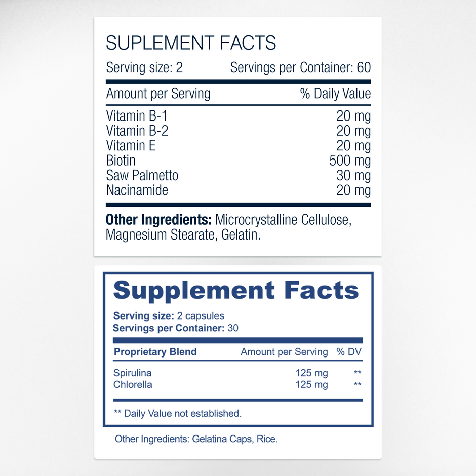 AFA Stem Cell & Capilar Plus Supplement Facts & Ingredients Label | Aura Vitamins