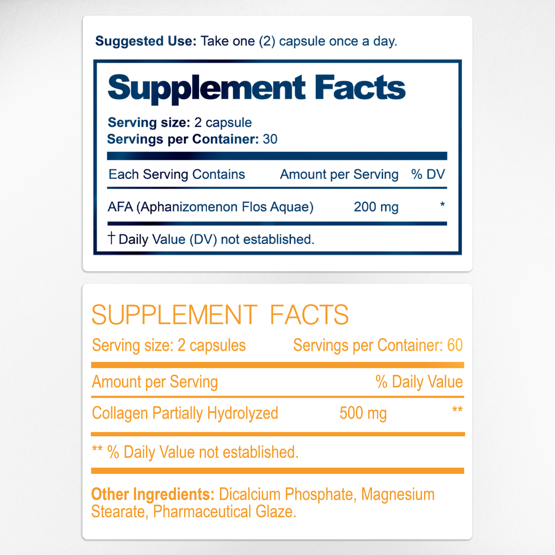 Stem Cell & Orange Collagen Supplement Facts & Ingredients Label | Aura Vitamins