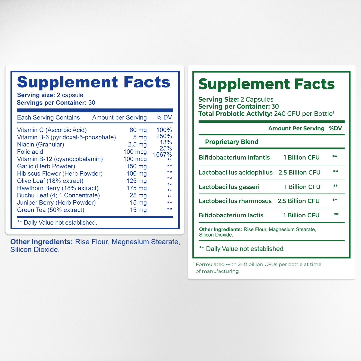 RingOff & Probiotik Supplement Facts & Ingredients Label | Aura Vitamins