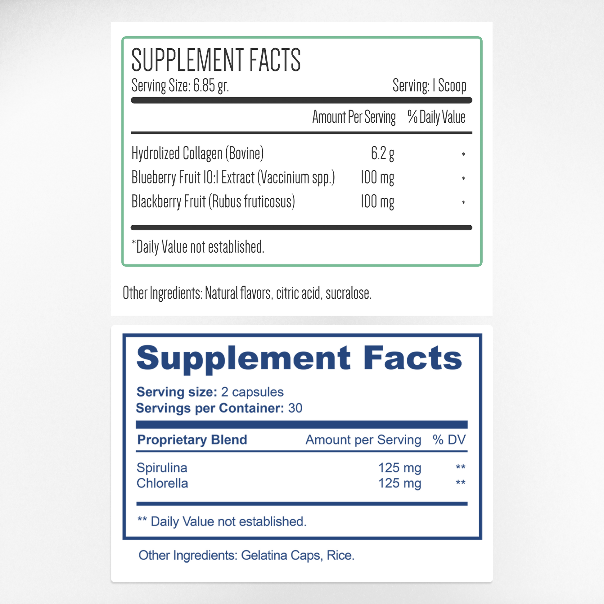 Berry Collagen & AFA Stem Cell Supplement Facts & Ingredients Label | Aura Vitamins