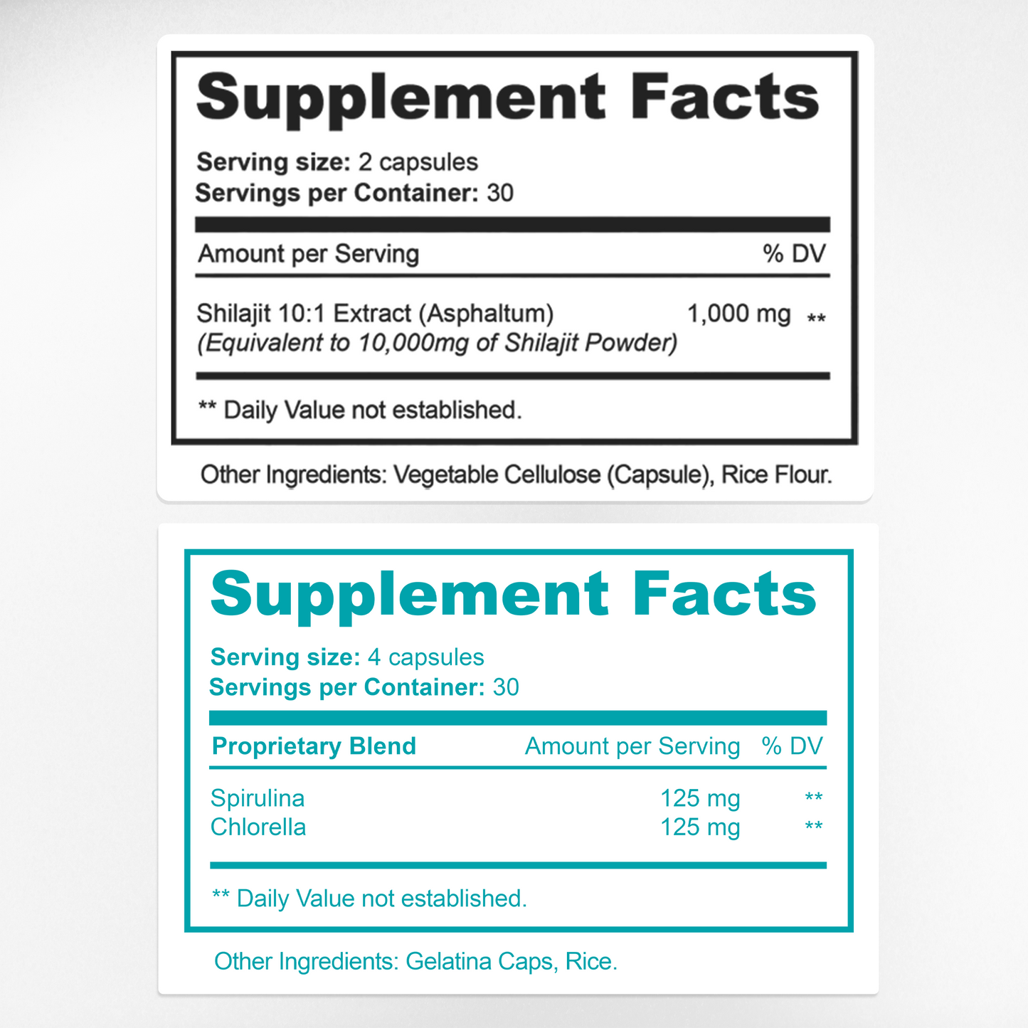 Stem Cell & Ultra Shilajit 1000mg Supplement Facts & Ingredients Label | Aura Vitamins