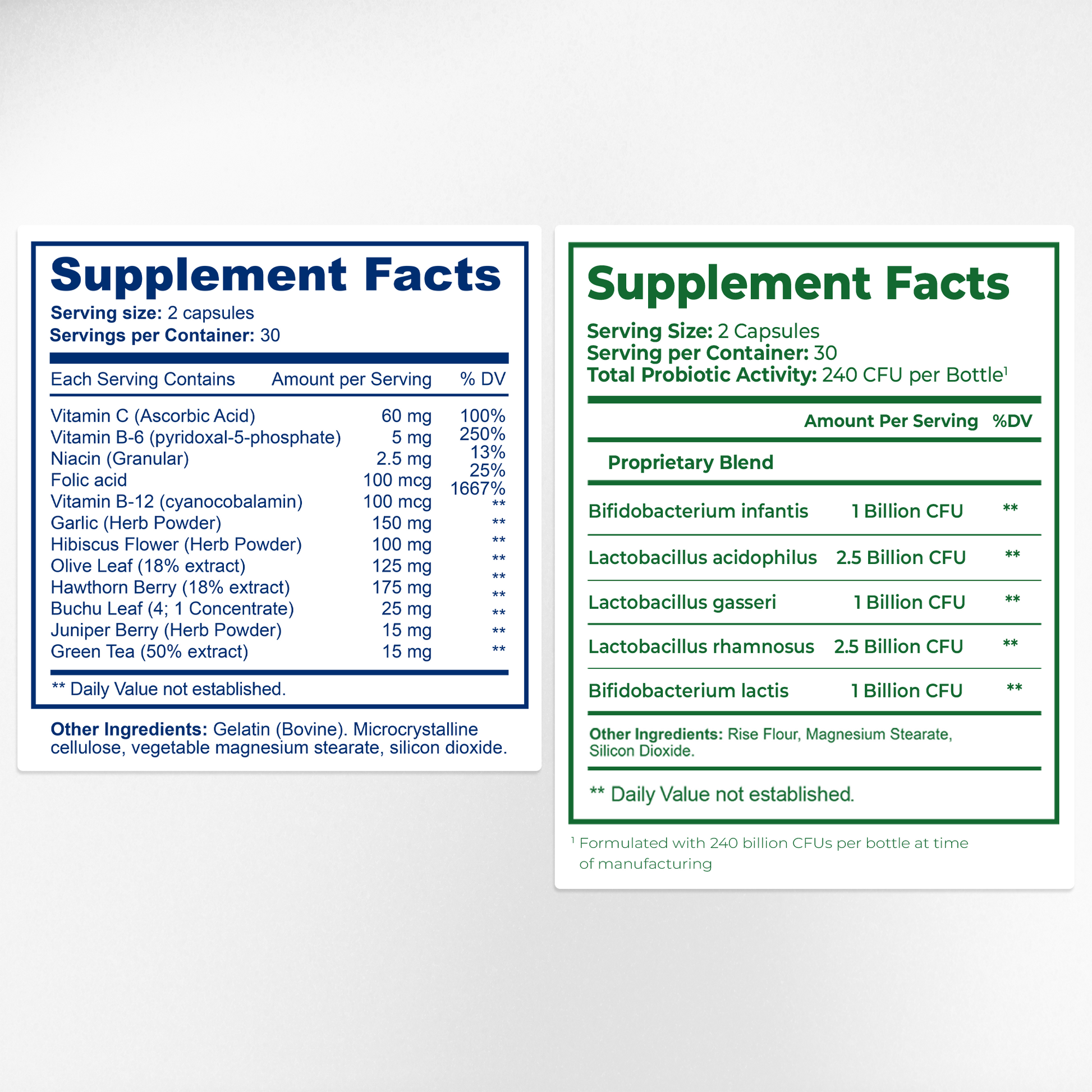 Audio Calm & Bacticure Supplement Facts & Ingredients Label | Aura Vitamins