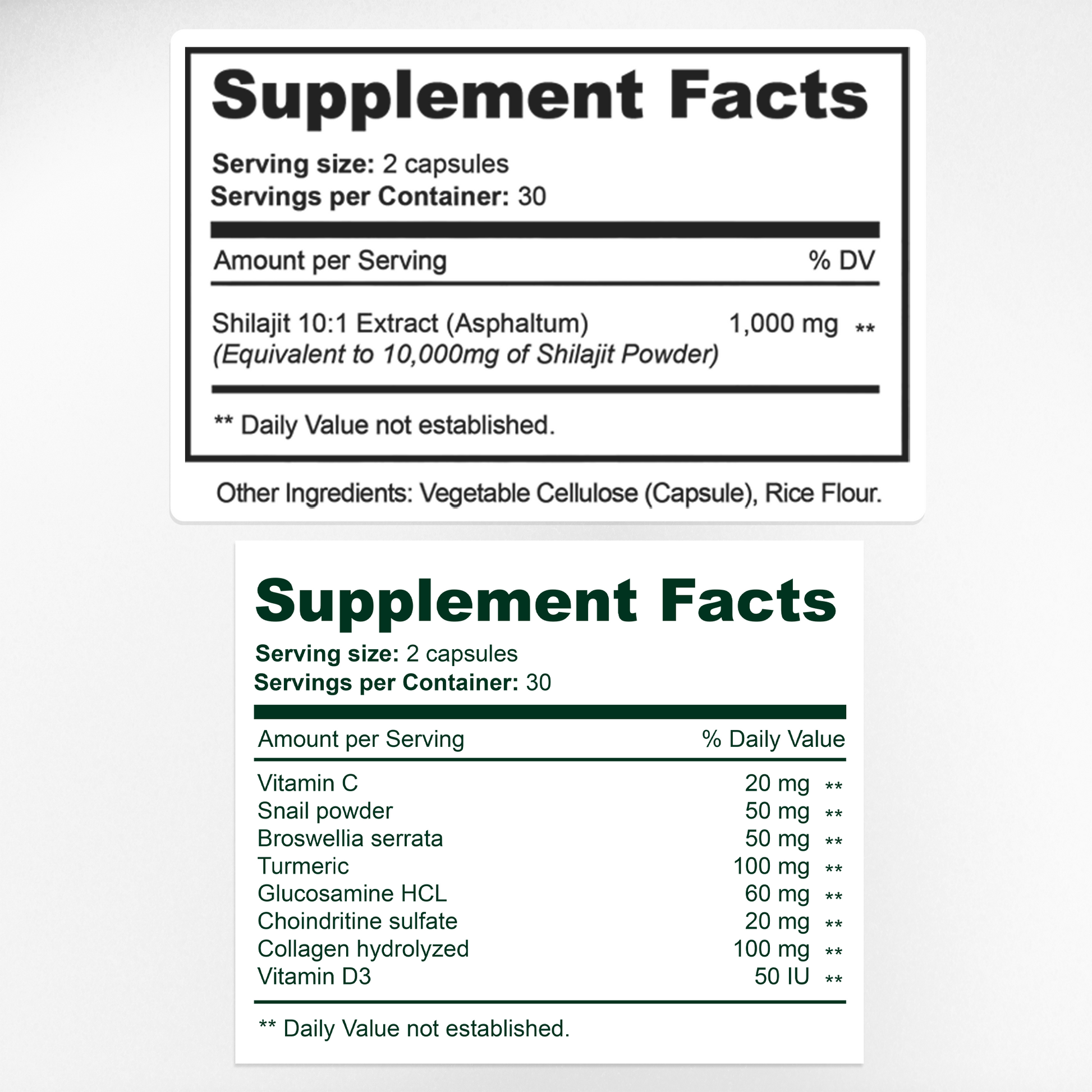 Regemax & Ultra Shilajit Supplement Facts & Ingredients Label | Aura Vitamins