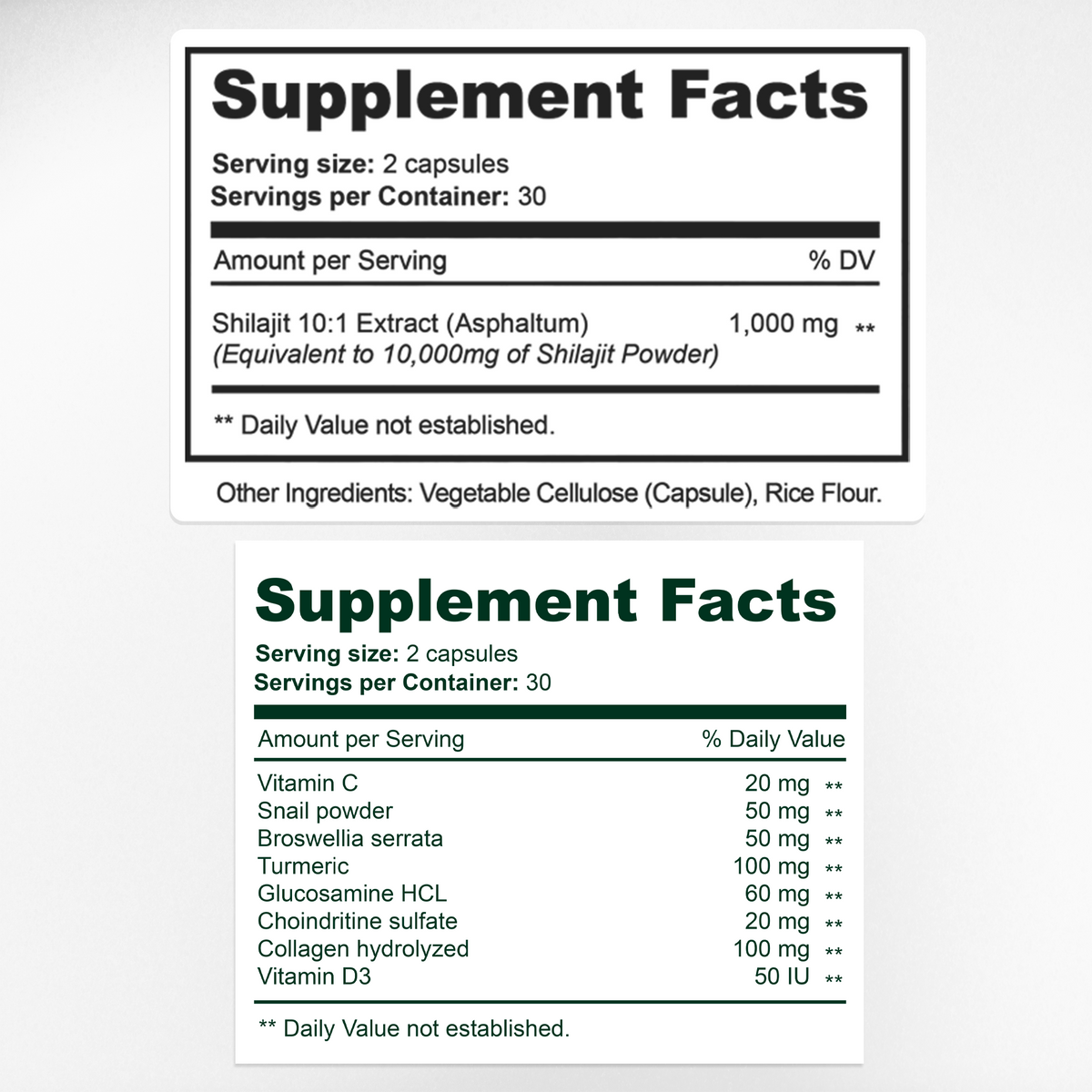 Regemax & Ultra Shilajit Supplement Facts & Ingredients Label | Aura Vitamins