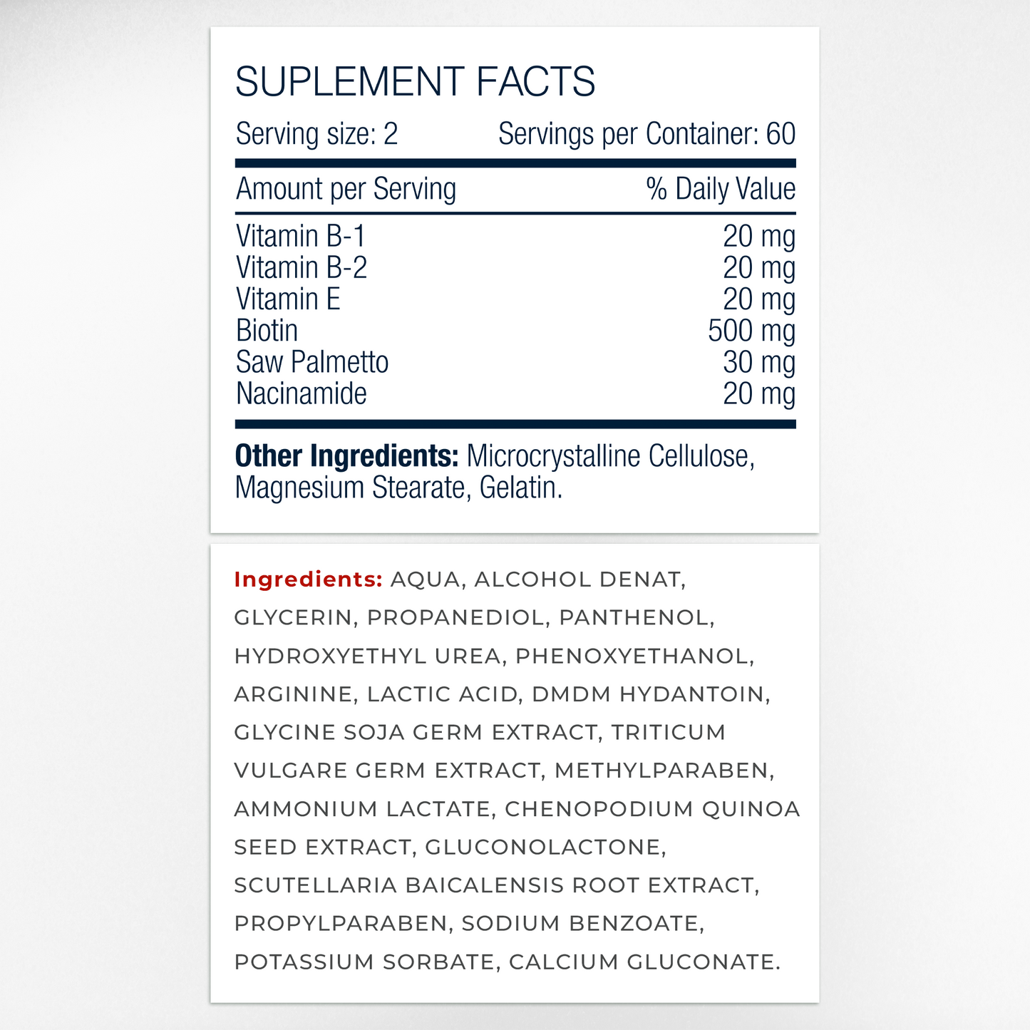 Capilar Plus Complete Hair System Supplement Facts & Ingredients Label | Aura Vitamins