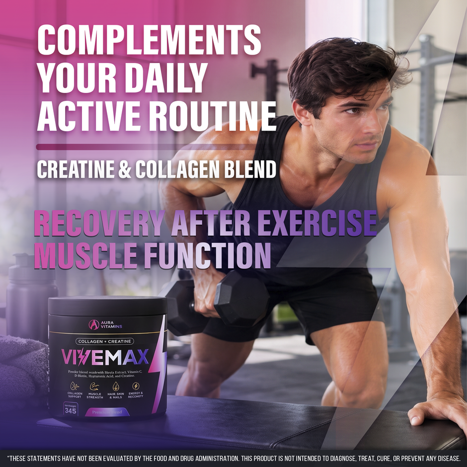 ViveMax Collagen & Creatine Powder | Daily Muscle Support & Post-Workout Wellness