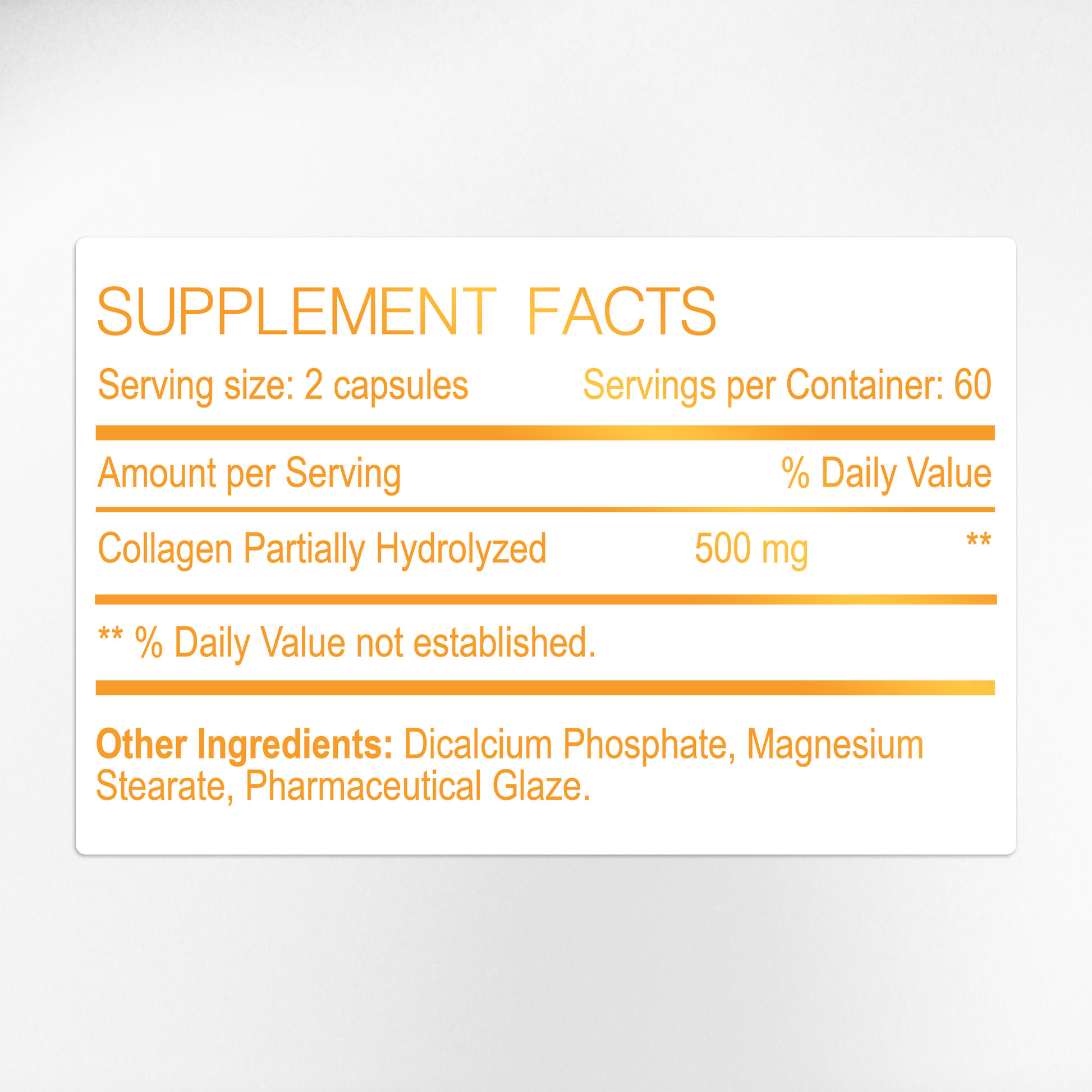 Hydrolyzed Collagen + Vitamin C Supplement Facts & Ingredients Label | Aura Vitamins