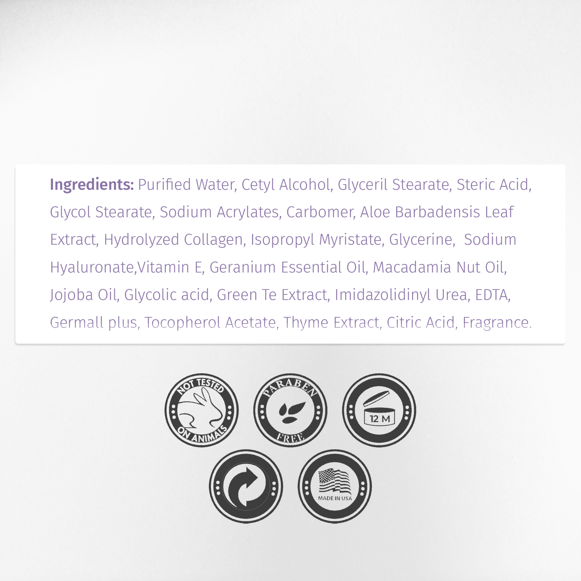 Collagen Cream Ingredients & Deep Hydration Formula Label | Aura Vitamins