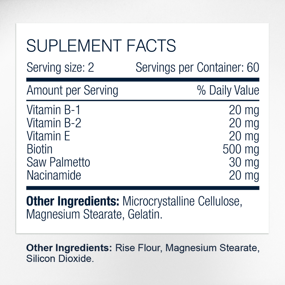 Capilar Plus Supplement Facts & Hair Growth Ingredients Label | Aura Vitamins